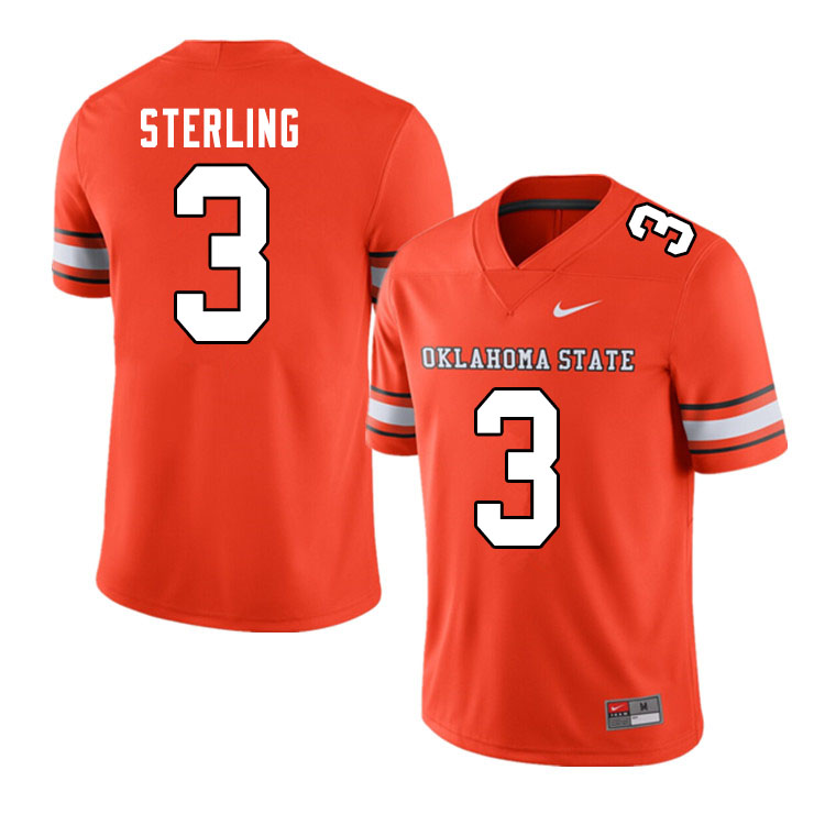 Men #3 Tre Sterling Oklahoma State Cowboys College Football Jerseys Sale-Alternate Orange - Click Image to Close